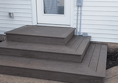 Gray deck with stairs