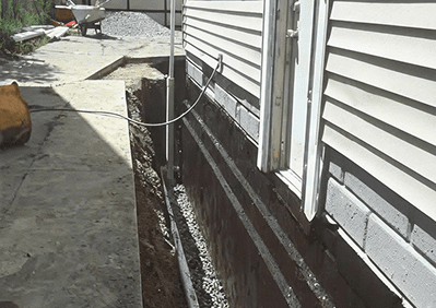 Exterior wall with construction work